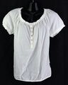 Bluse mit Knopfleiste Gr. 40 Weiß Damenbluse Kurzarm-Shirt Tunika RPW