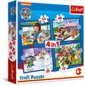 Trefl 34650 PAW Patrol, Hundegeschichten 4in1, 4 Puzzles-von 35 bis 70 Teile