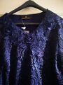 ALFREDO PAULY Elegantes Stretch Blusen Shirt Blau Spitze Glitzer Steine Gr 40