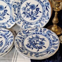 1  xZwiebelmuster, Teichert ?   1 Speiseteller von 6 , porcelain Dresden, alt