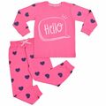 Kinder Mädchen Hello Pyjama Kinder rosa PJs 2-teiliges Baumwollset Lounge Anzug