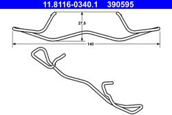 ATE 2x Feder Bremssattel 11.8116-0340.1/2x für VW GOLF 7 5G1 BQ1 BE1 BE2 PASSAT