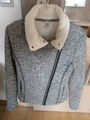 BENCH Jacke Strickjacke Teddyfell dunkelblau meliert Gr M L 38 Sweatjacke