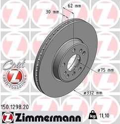 ZIMMERMANN 150.1298.20 SET 2X BREMSSCHEIBE FÜR BMW X3 E83 3.0 X5 E53 3.0 00-11