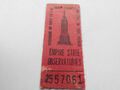 Empire State Building Ticket Eintrittskarte New York 1982 Obervatiories  Alt