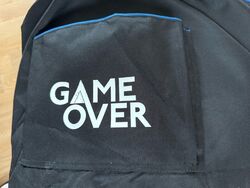 Game Over Gaming Sitzsack Fußhocker schwarz/blau Pouffe Sitz Fußstütze