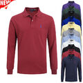 Herren Langarm Shirt Poloshirt Langarm Hemd Longsleeve Polo Shirt Freizeit Top ~