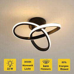 22W Moderne LED-Deckenleuchte Schwarz 3000K Blume Deckenlampe Flur Wohnzimmer