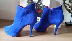 Buffalo High Heels-Stiefellette Damen Gr. 41 Wildleder blau 11 cm mit Plateau