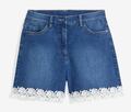 Shorts mit Spitze Gr. 34 Blau Denim Damenshorts Bermuda Kurz-Hose Neu