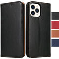 iPhone 12/Mini/Pro/Max Hülle Echt Leder Case Flip Wallet Lederhülle Handyhülle