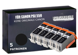 5 Druckerpatronen für Canon PGI-550 Black Pixma IP7250 MG5450 MX925 MX725