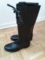 Luxus Stiefel im Reiter-Stil, schwarz, Leder, Studio Pollini, Gr. 37, Top