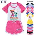 Mädchen Super Kitties Print T-Shirt Shorts Anzüge Casual Baumwolle Top