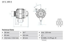 BOSCH 0 986 043 981 Lichtmaschine Generator 100A 14V für OPEL Meriva A (X03)