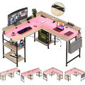 140x140x85 cm L-förmiger Schreibtisch Gamer Computertisch LED-Leiste Bürotisch