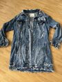 Jacke Jeansjacke Denim Lang Damen Gr. M Ripped Blogger Blau 