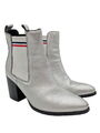 TOMMY HILFIGER Schlüpf-Stiefeletten Damen Gr. DE 40 silberfarben-weiß