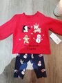 Baby Weihnachten Pullover & Leggings Set Rentier Schneemann Weihnachtsmann 3-6 Monate Nagelneu