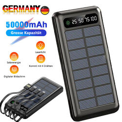 50000mAh Solar Power BankTragbar Externer Batterie Ladegerät für alle Handy DE