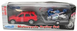 Welly 9852 Trailer Set BMW X5 mit Yamaha 1:32 OVP Die Cast