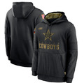 NEW Fit Men's American Football Fan Salute to Service Black Pullover Sport Hoodi