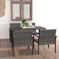 5-tlg. Garten-Essgruppe Poly Rattan Grau