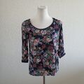 Floraler Oberteil von Fat Face, buntes Top mit Blumenmuster Flower Print. Gr 40