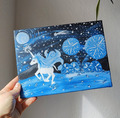 Gemälde Bild Einhorn Unicorn bunt Rahmen Kunst Leinwand Kinderzimmer Deko blau