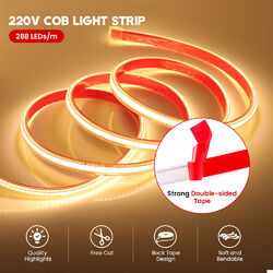230V COB LED Streifen Stripe Lichtleiste Lichtband Licht AN/AUS Selbstklebend