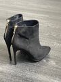 ZARA High Heel Stiefelette Ankle Boots, schwarz, Velours, Gr. 40, Absatz 12 cm