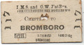 L M S und G W J'nt Eisenbahnticket Chester nach Bromboro