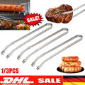 BBQ Grillzange Drehbar 38cm Edelstahl mit Rädchen Grillwurst-Wendezange Draußen·