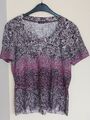 Gerry Weber T-Shirt Tunika Kurzarm Lila Grau Print Größe 38 ?