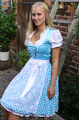 NEU süßes Dirndl,3 tlg.Set,Kleid,Bluse,Schürze,türkis-kariert weiß, Gr.36,40