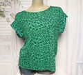 Grünes Blaues Next Viskose Stretch Leoparden Top T Shirt Bluse Grün L 40 42