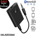 Bluetooth Audio Adapter 5.0 Transmitter Empfänger Sender 2in1 Aux TV MUSIK