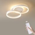 36W LED Deckenlampe Wohnzimmer 2-Ringe Deckenleuchte Moderne mit Fernbedienung