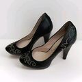 Damen Schuhe Gr.36 Vera Pelle schwarz Pumps High Heels Nieten Plateau gebraucht 