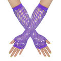 Frauen Lange Netzhandschuhe Strass Fingerlose Sexy Handschuhe Halloween ∑