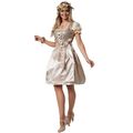 Damen Mini Dirndl Trachtenkleid Kleid Schürze Oktoberfest Tracht Volksfest Beige