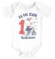 Baby Body mit Namen und Zahl zum 1. Geburtstag kleiner Bär Geschenk Mädchen