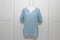 Esprit Bluse Shirt Gr. XS S 34 36 jeansfarbend blau weiß Boho Hippie Neuwertig