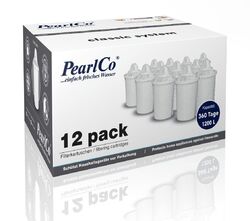 PearlCo CLASSIC Wasserfilter Kartuschen Pack 12 (kompatibel mit BRITA Classic)Ideal auch für PearlCo GLAS Wasserfilter