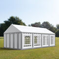 4x8m PVC Partyzelt Bierzelt Zelt Gartenzelt Festzelt Pavillon grau-weiß NEU