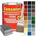 Consolan Wetterschutzfarbe Set 2,5 l Holzfarbe Dauerschutz Deckend alle Farben