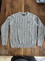 Herren Strick Pullover mit Zopfmuster,  grau-meliert, Gr. L, wenig getragen