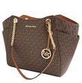 Michael Kors Damen Tasche Handtasche Jet Set Travel Chain LG Braun neu