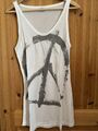 Esprit Top Tanktop Lang Long Weiß Damen gr. L Print Peace 