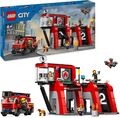 LEGO City Feuerwehrstation mit Drehleiterfahrzeug, Feuerwehr-Spielzeug, Kinder